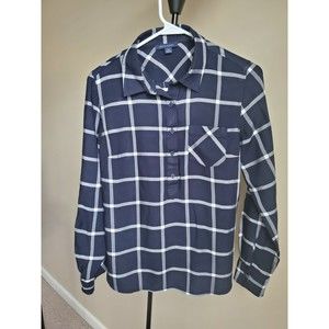 Tommy Hilfiger Shirt Women's Small Blue Plaid Casual Top - NWOT